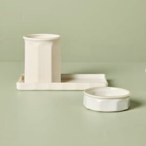 3pc Ceramic Desk Organizer Set Cream - Hearth & Hand™ with Magnolia